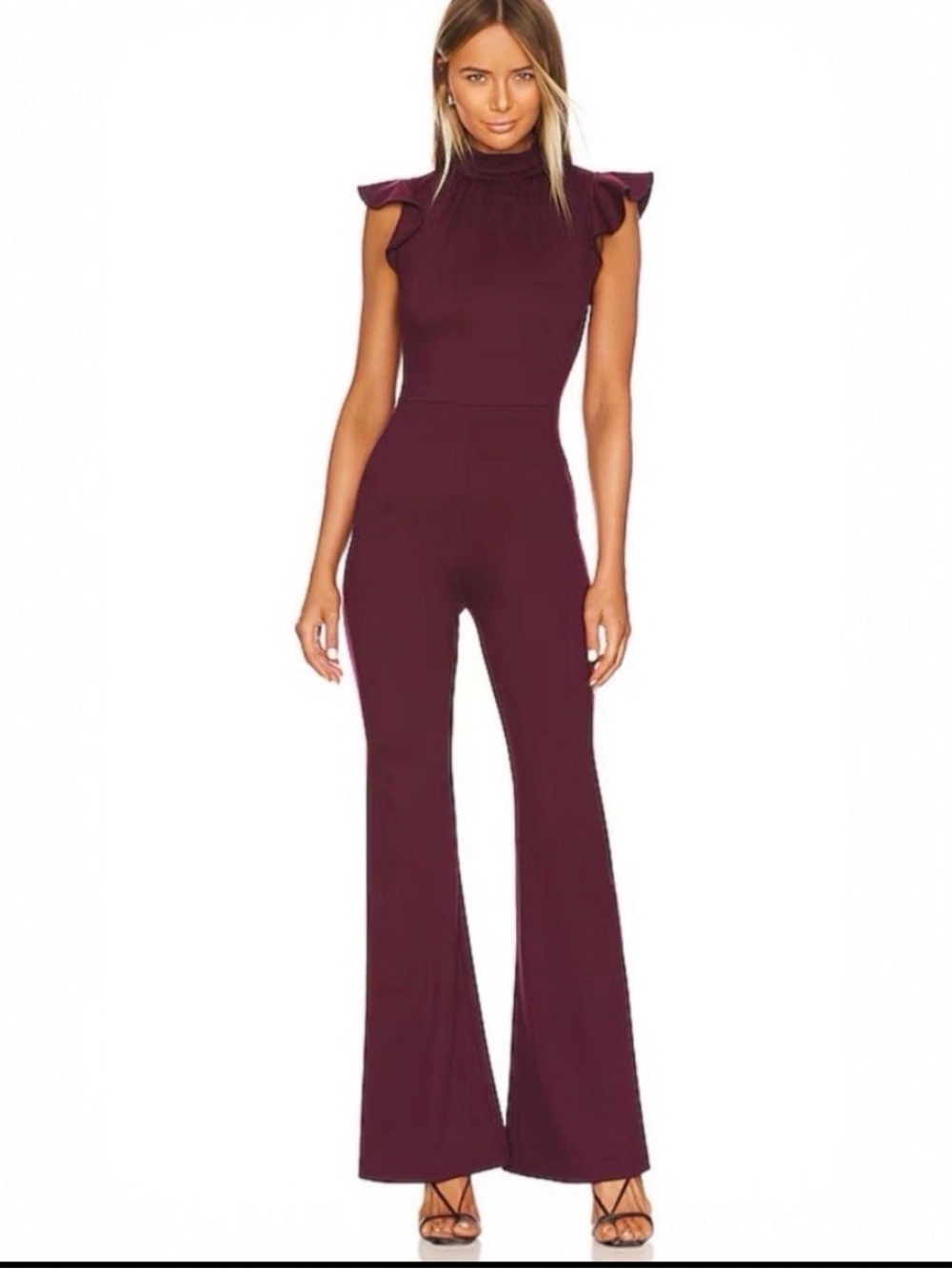 Amanda Uprichard X Revolve Davina Flare Leg Jumpsuit in Merlot